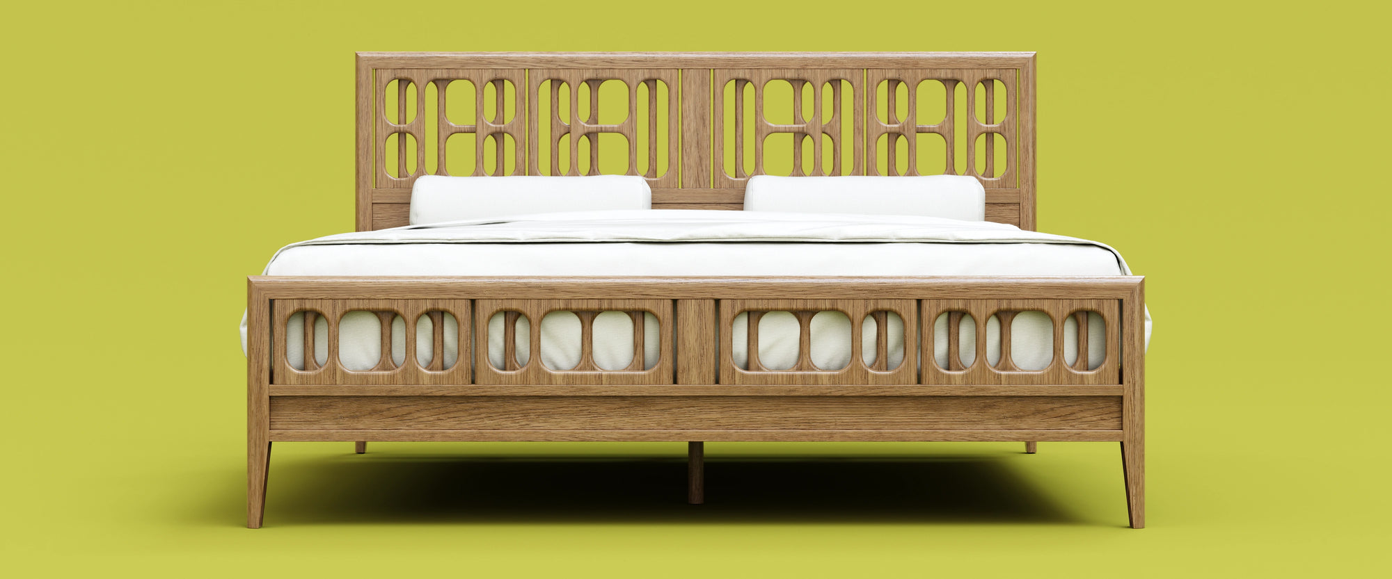 modern wood bed carved 