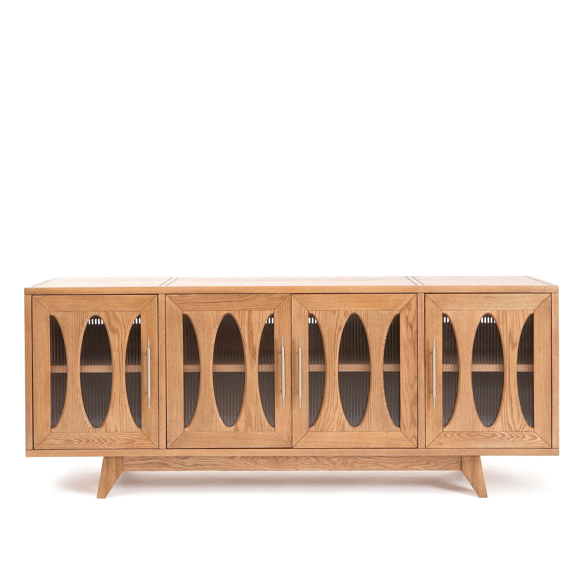 Jupiter 30 Console – Solid Oak with Reeded Glass Doors