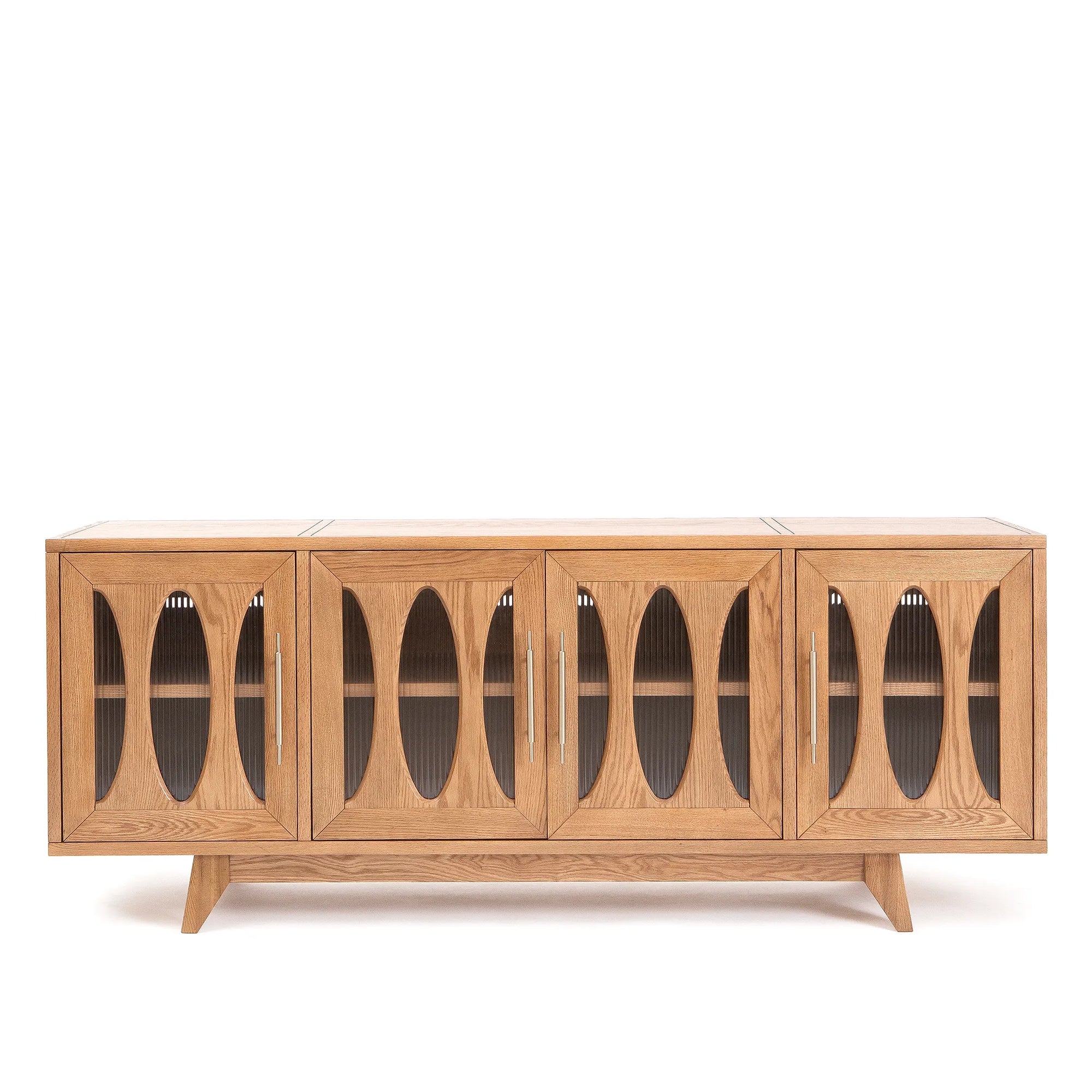 Jupiter 30 Console – Solid Oak with Reeded Glass Doors