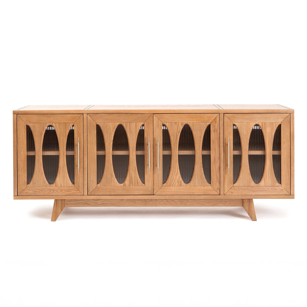 Jupiter 30 Console – Solid Oak with Reeded Glass Doors