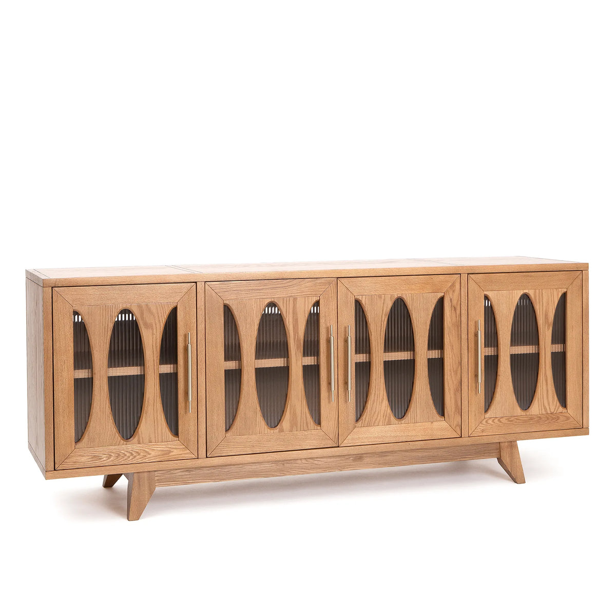 Jupiter 30 Console – Solid Oak with Reeded Glass Doors