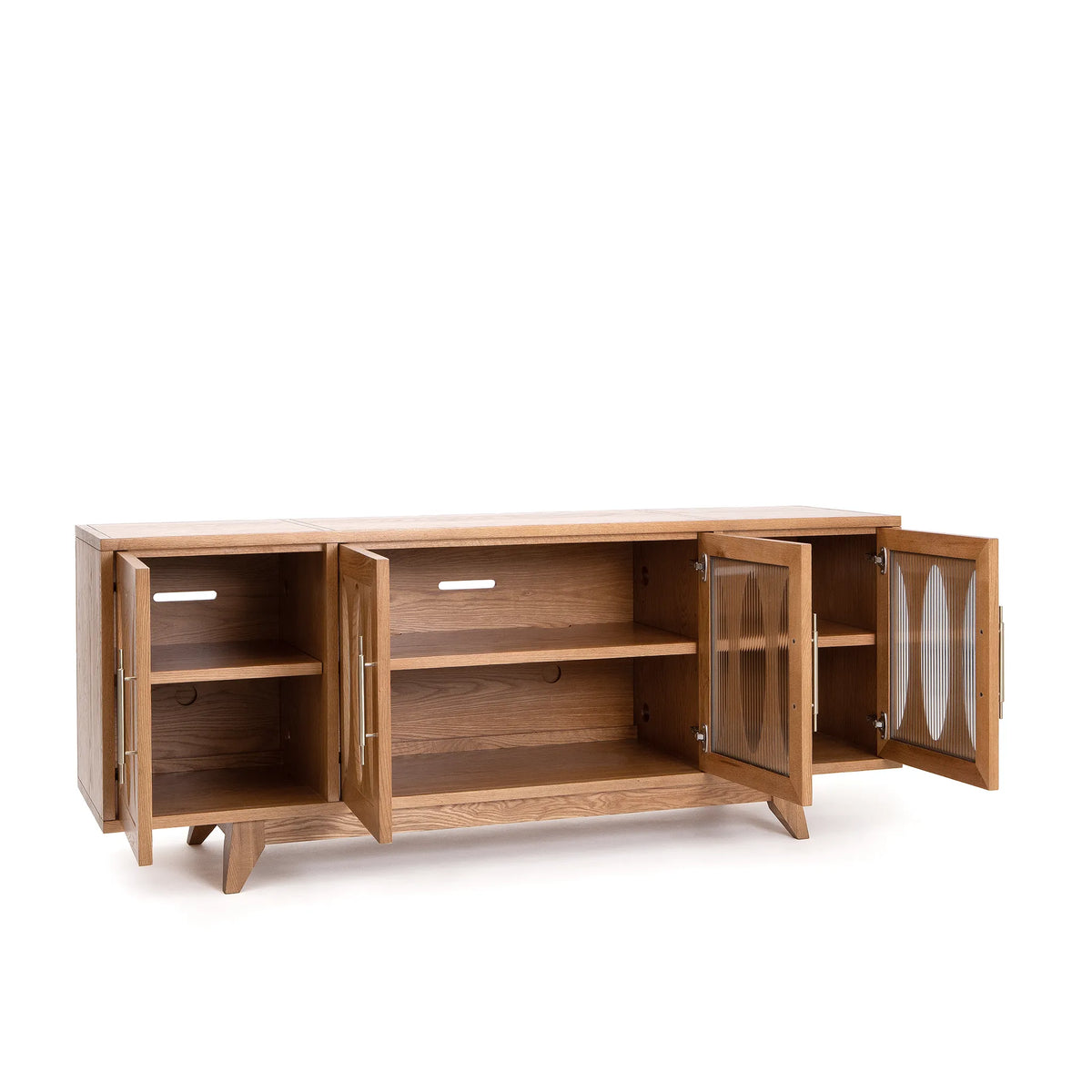 Jupiter 30 Console – Solid Oak with Reeded Glass Doors