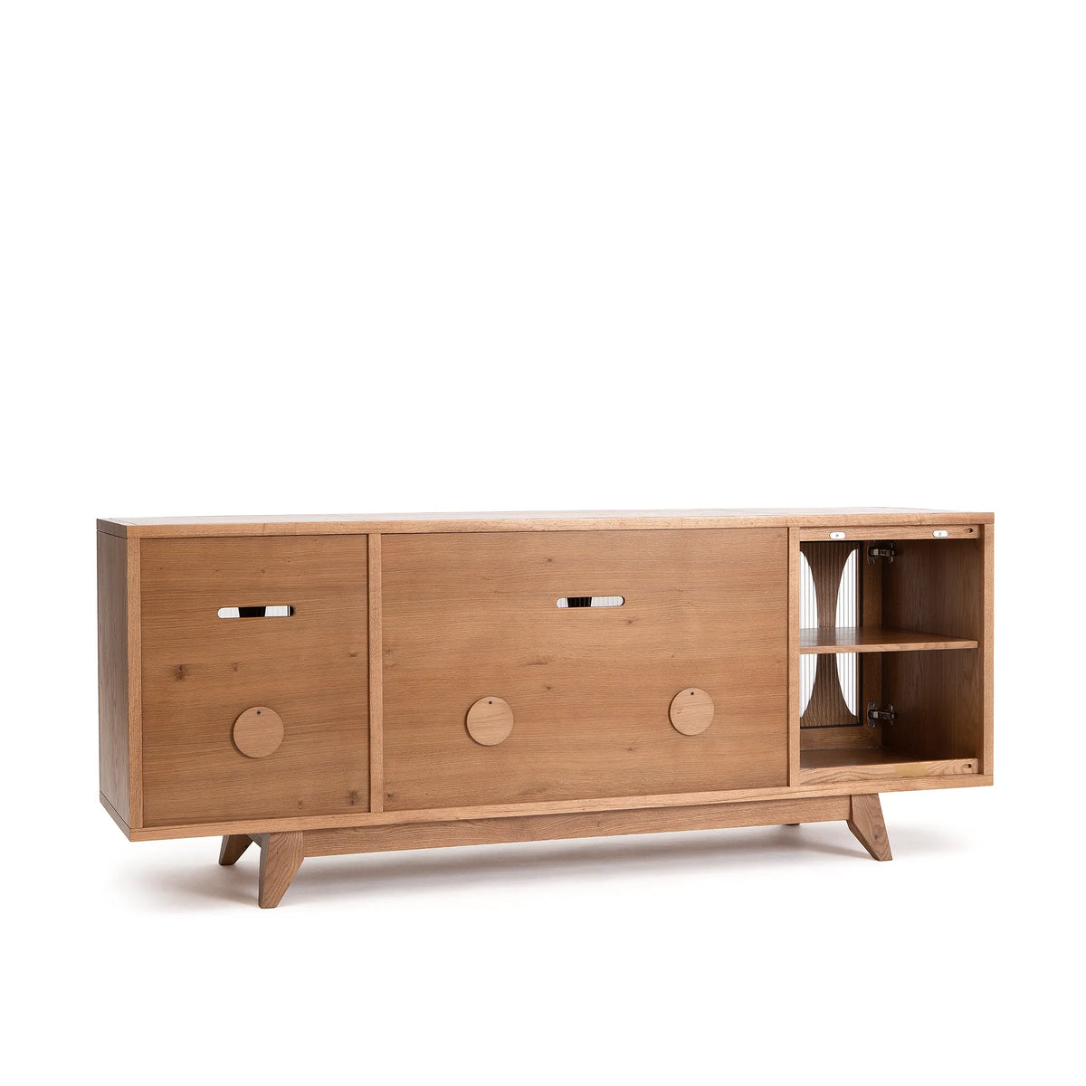 Jupiter 30 Console – Solid Oak with Reeded Glass Doors