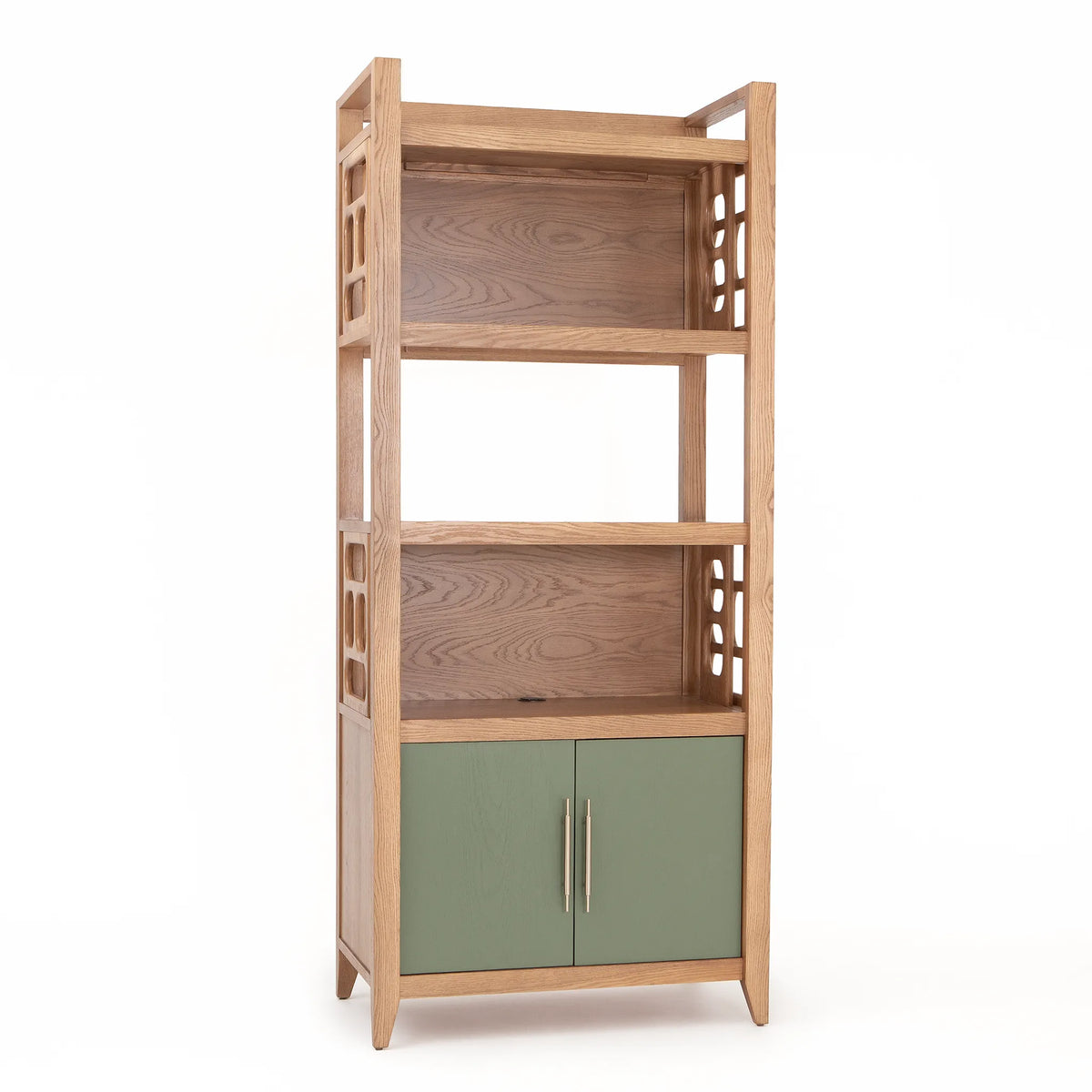 NOR Storage Cabinet – Solid Oak with Carved Side Panels