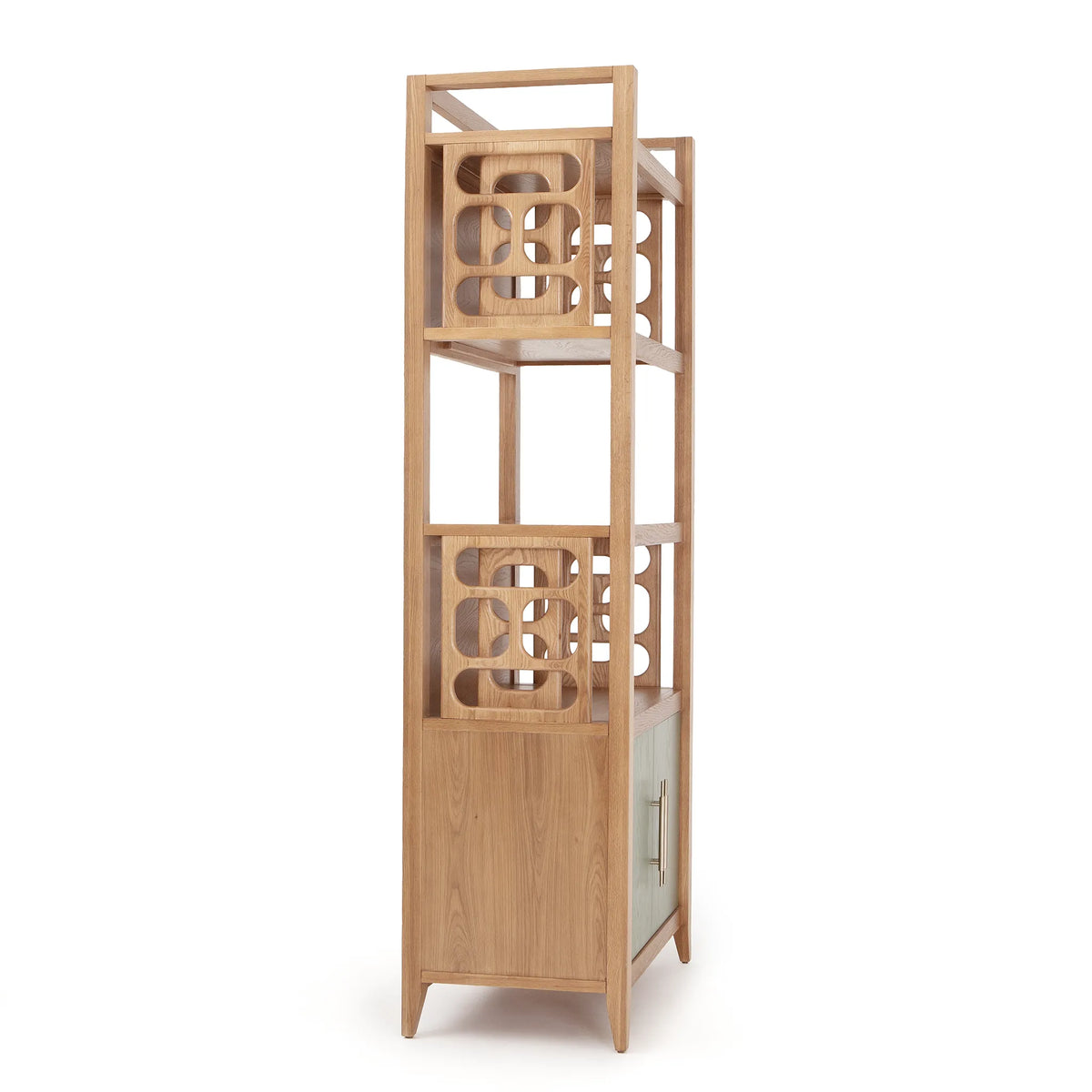 NOR Storage Cabinet – Solid Oak with Carved Side Panels