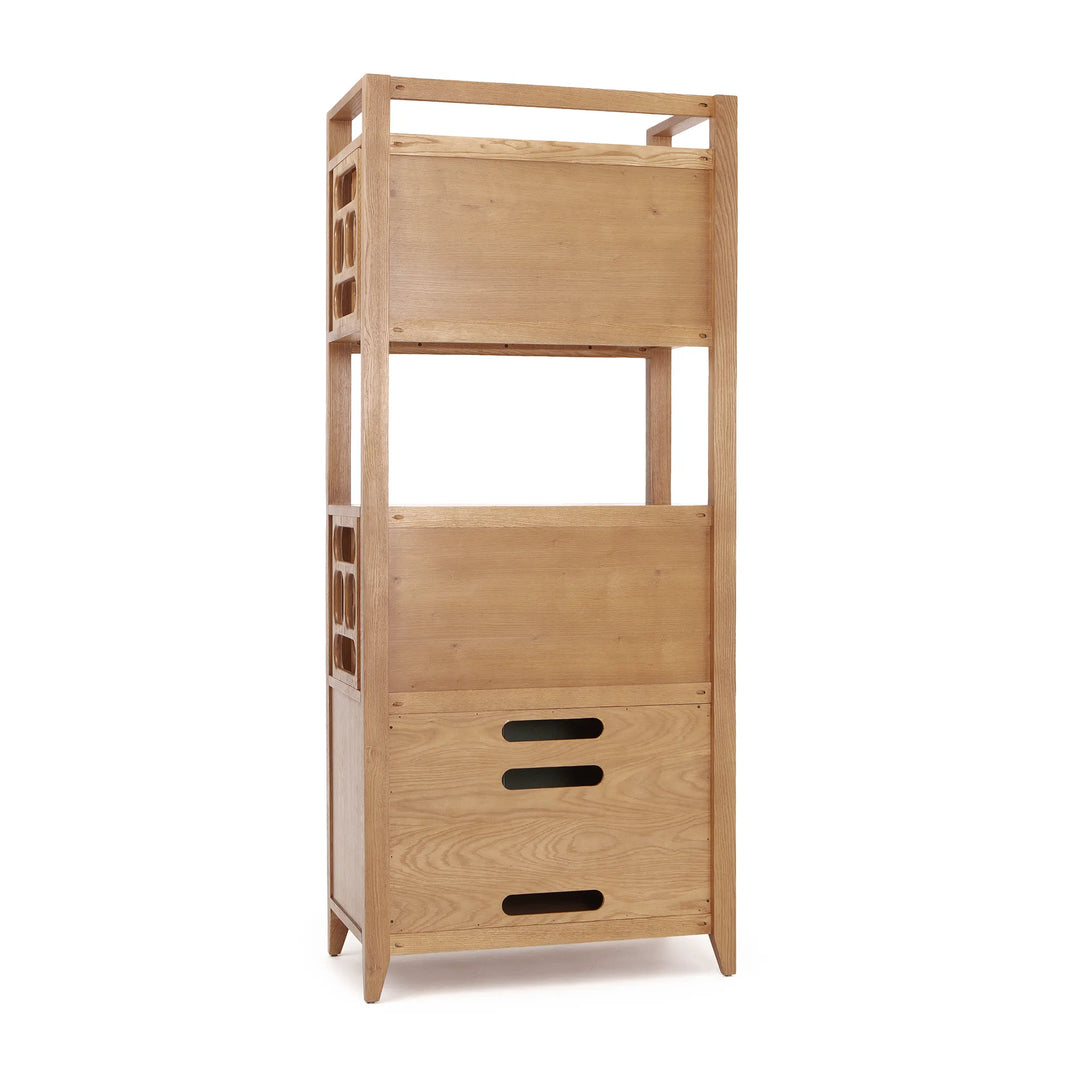 NOR Storage Cabinet – Solid Oak with Carved Side Panels