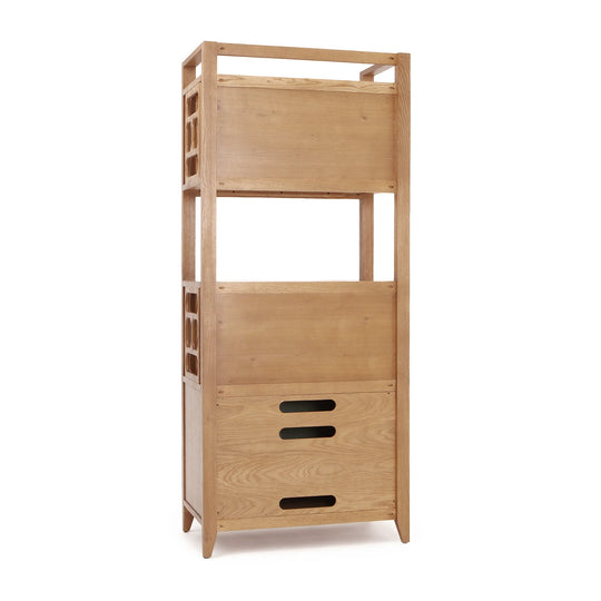 NOR Storage Cabinet – Solid Oak with Carved Side Panels