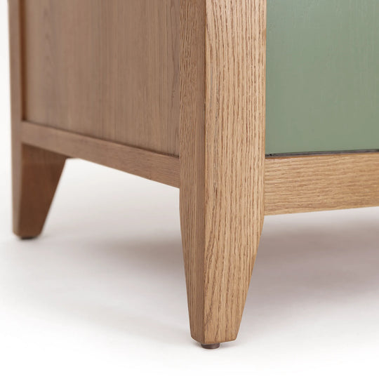 NOR Storage Cabinet – Solid Oak with Carved Side Panels