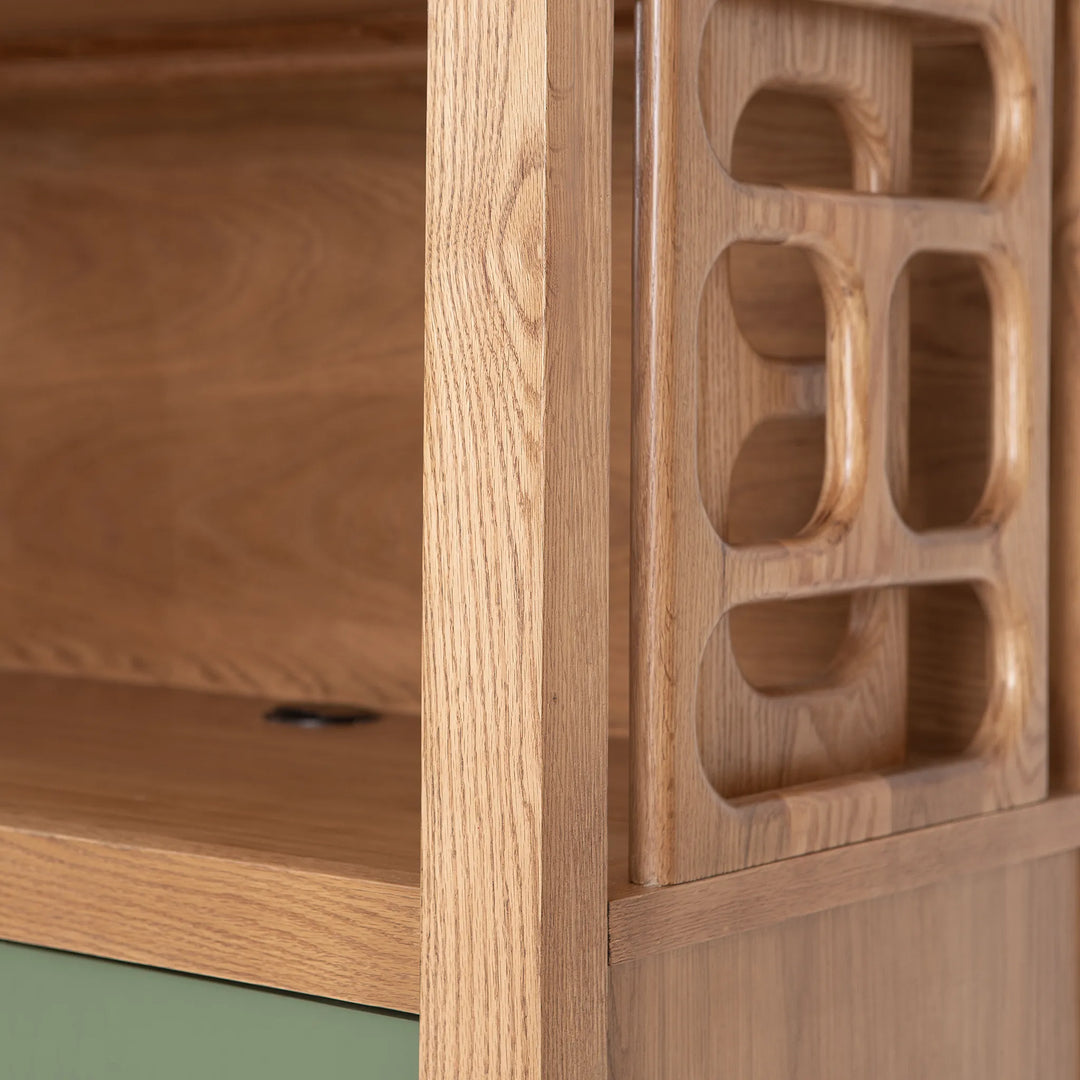 NOR Storage Cabinet – Solid Oak with Carved Side Panels