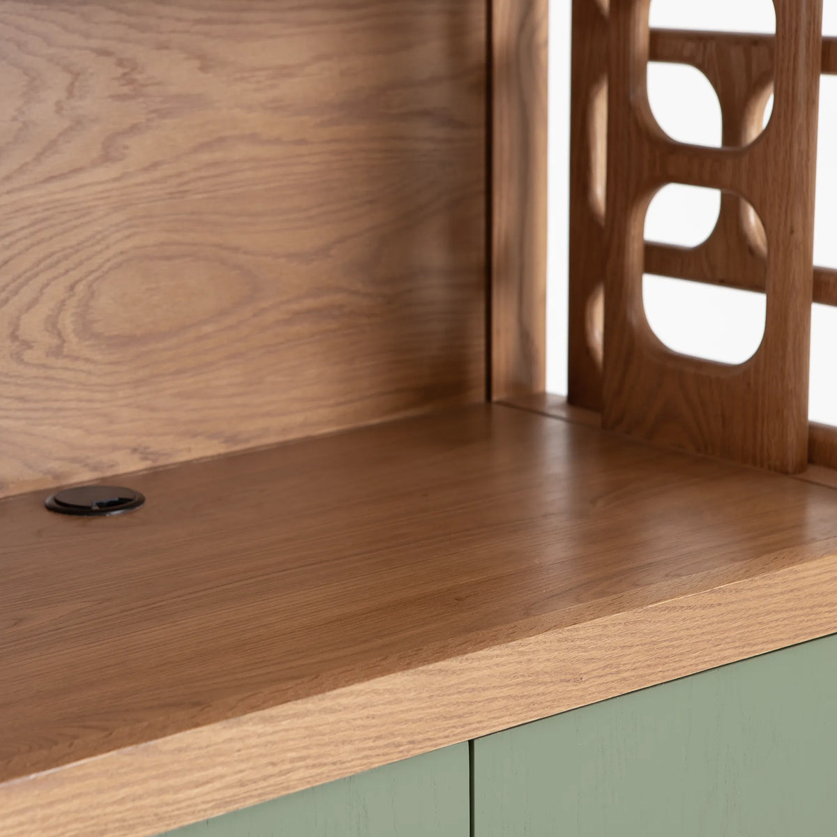 NOR Storage Cabinet – Solid Oak with Carved Side Panels