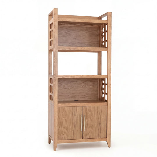 NOR Storage Cabinet – Solid Oak with Carved Side Panels