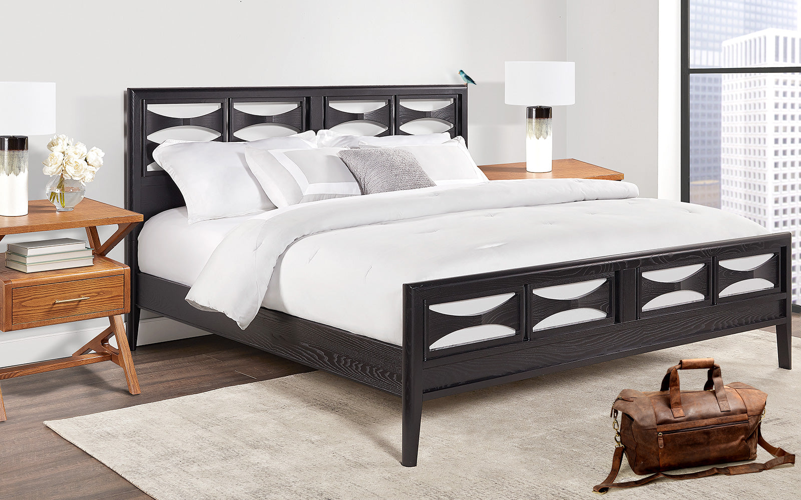 JUPITER 30 bed Handcrafted king and queen platform bed for a lifetime. Solid Ash frame construction with a commercial grade Ebony lacquered finish. Modern furniture with a splash of retro. 