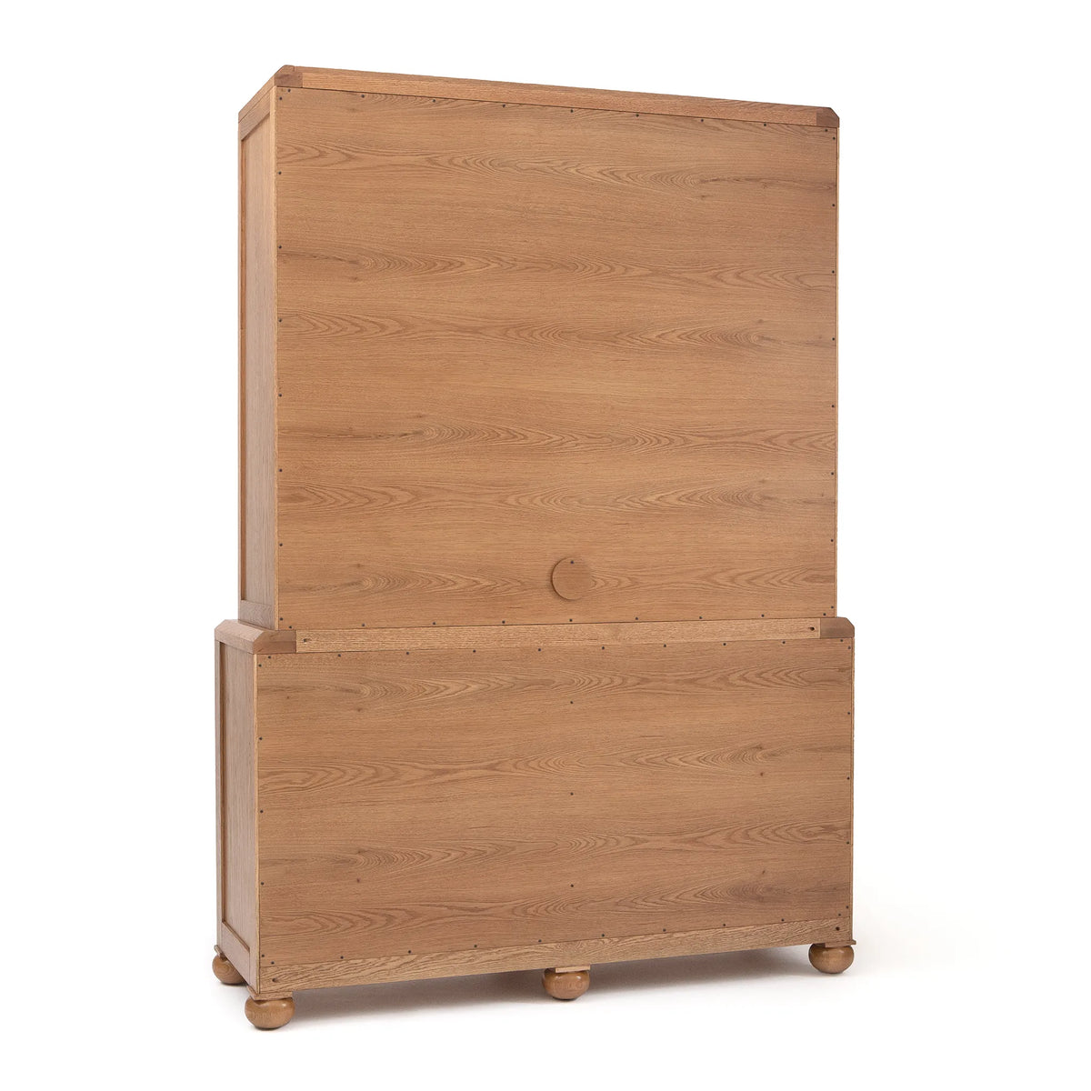 Paloma Storage Cabinet – Carved Solid Oak with Reeded Glass Hutch