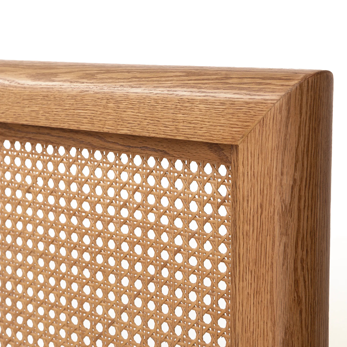 St. Lucia Bed – Low Footboard – Solid Oak with Rattan