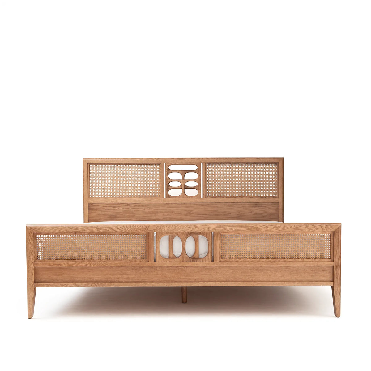 St. Lucia Bed – Solid Oak with Rattan