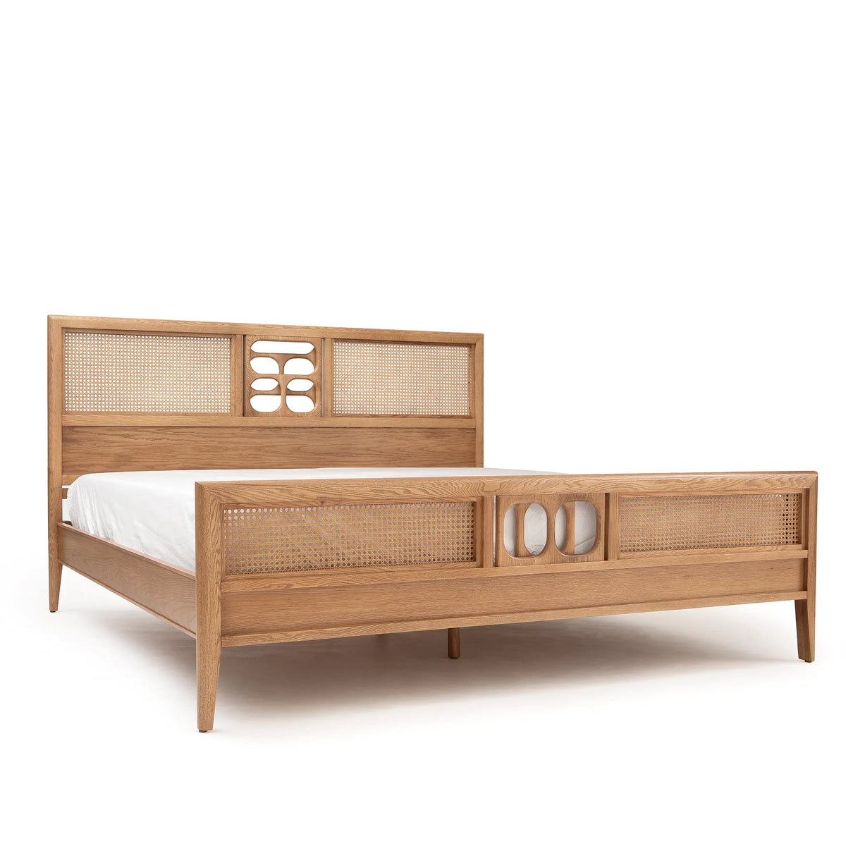 St. Lucia Bed – Solid Oak with Rattan