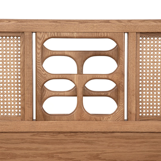 St. Lucia Bed – Solid Oak with Rattan