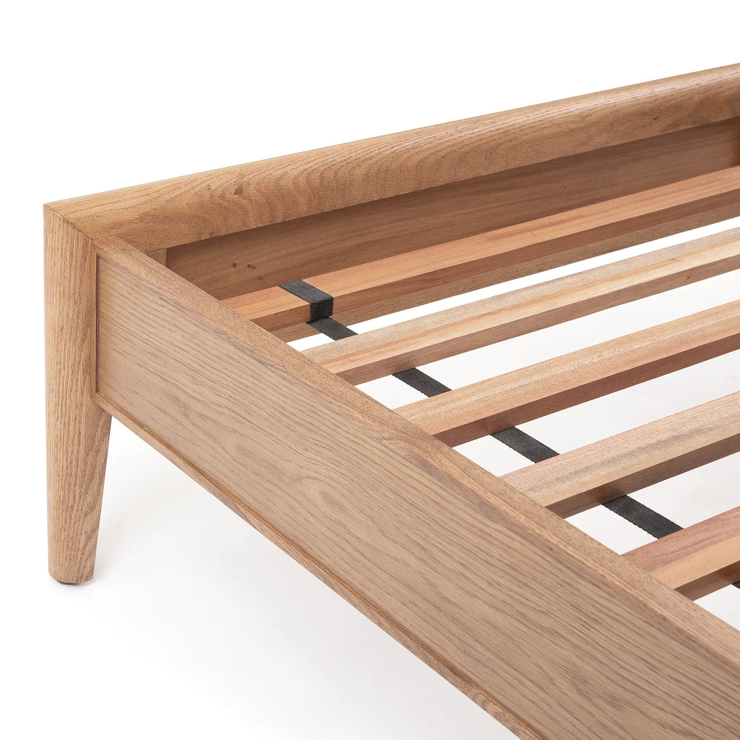 St. Lucia Bed – Low Footboard – Solid Oak with Rattan