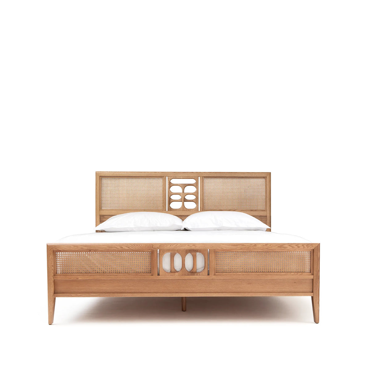 St. Lucia Bed – Solid Oak with Rattan